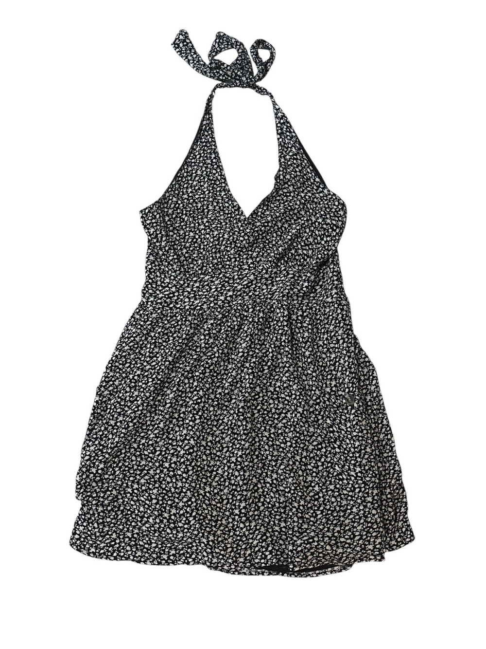 American Eagle Black & White Halter Floral Summer Dress